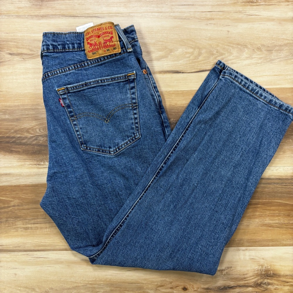Levi's 541 Jeans 34x30 Athletic Taper Stretch Denim Blue